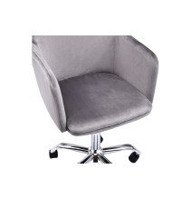 Silla de Oficina en Terciopelo Gris con Patas Metálicas - 94/80x55x54 cm, Estilo Elegante y Confortable.